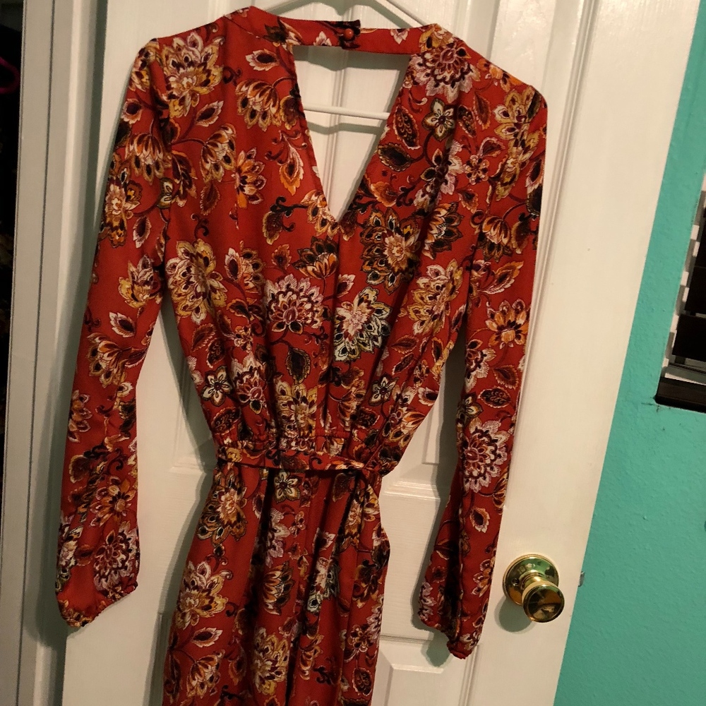 burnt orange long sleeves romper